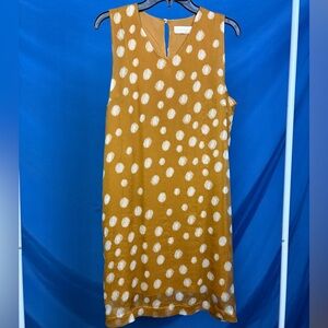 la fee Maraboutee Mustard Polka Dot sleeveless Shift Dress, size 6-8 (eur 38)